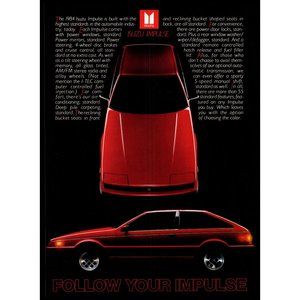 1984 Isuzu Impulse Hatchback Sportscar Vintage Print Ad 80s Japanese Wall Art